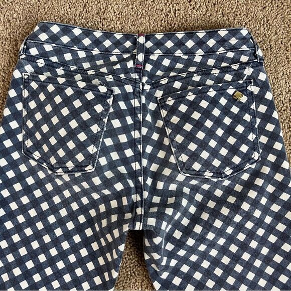 KATE Spade Blue White Gingham Plaid Broome Street  Cropped Stretch Jeans 26 - Picture 4 of 8